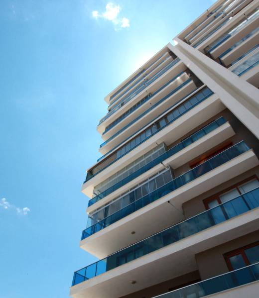 Modern apartment building and balcony